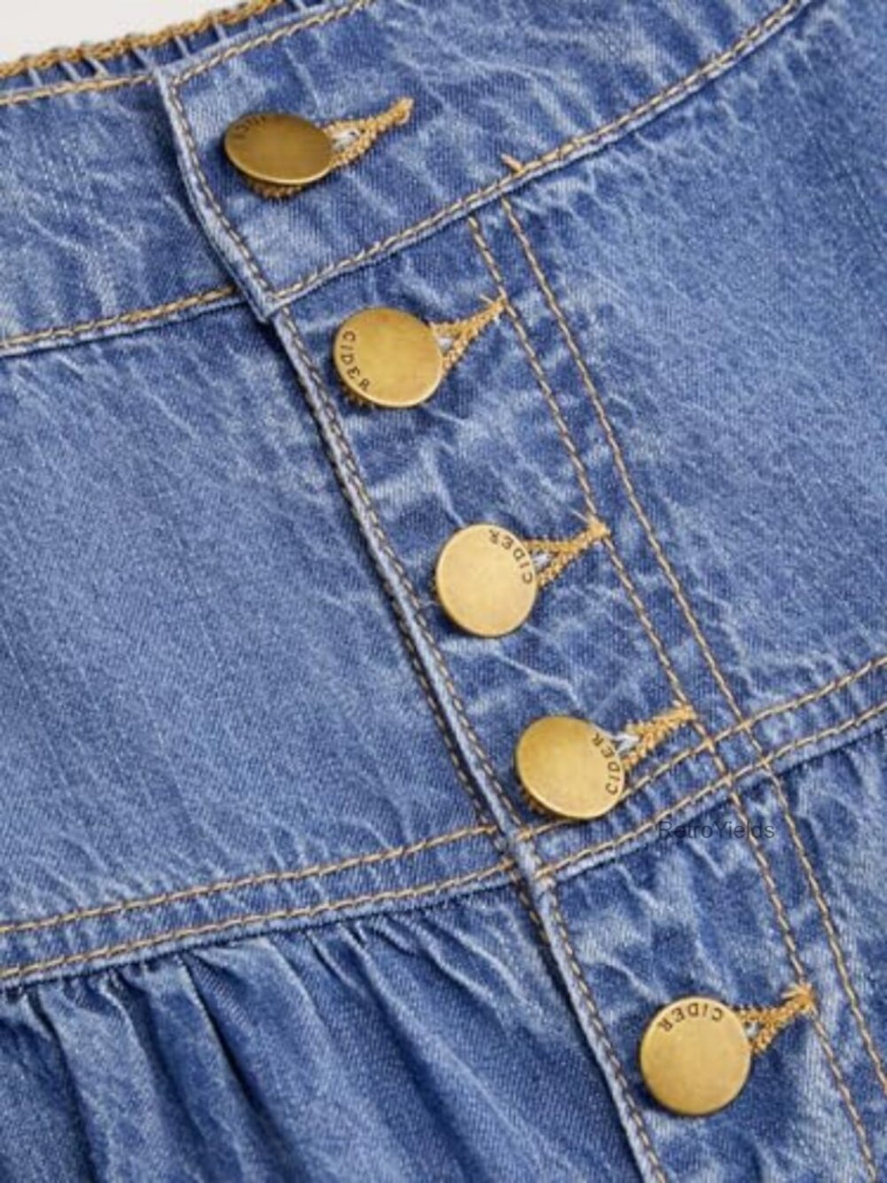 High Waisted Denim Maxi Skirt with Pockets - Picture 5 of 7